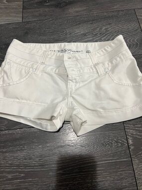 Guess White Low-Rise Denim Short Shorts